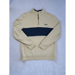 The Normal Brand 1/4 Zip Pullover Cotton Bland Blue/Cream Size L Classic READ